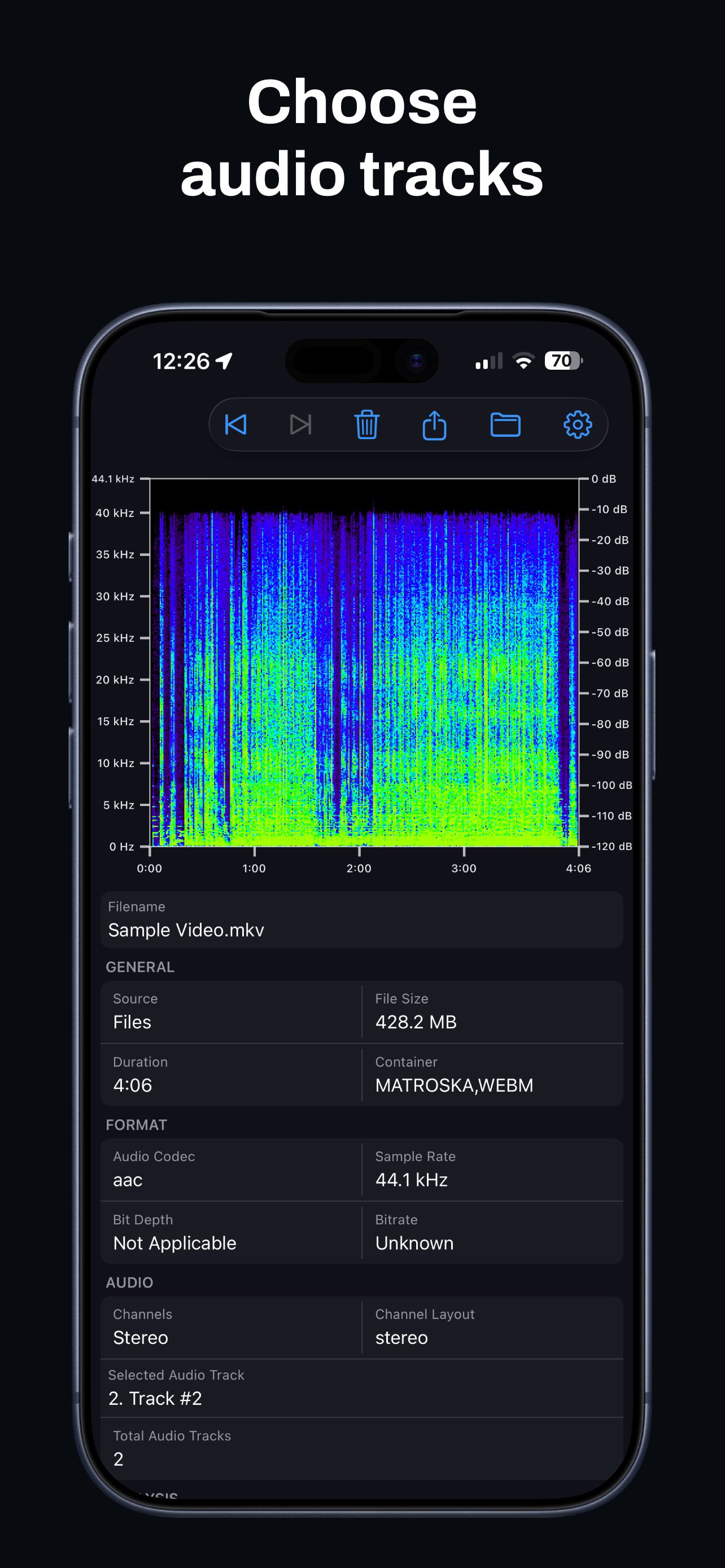 iPhone track selection when a file contains multiple audio tracks