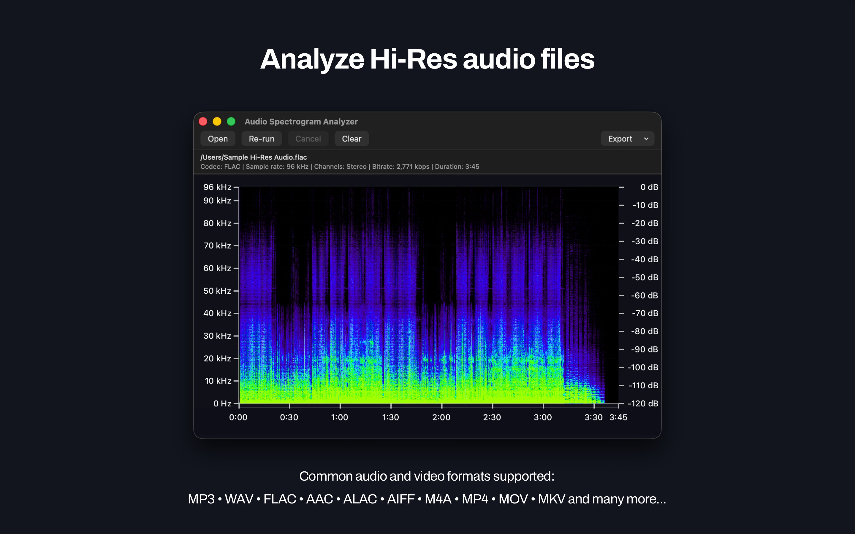 Mac app analyzing a hi-res audio file